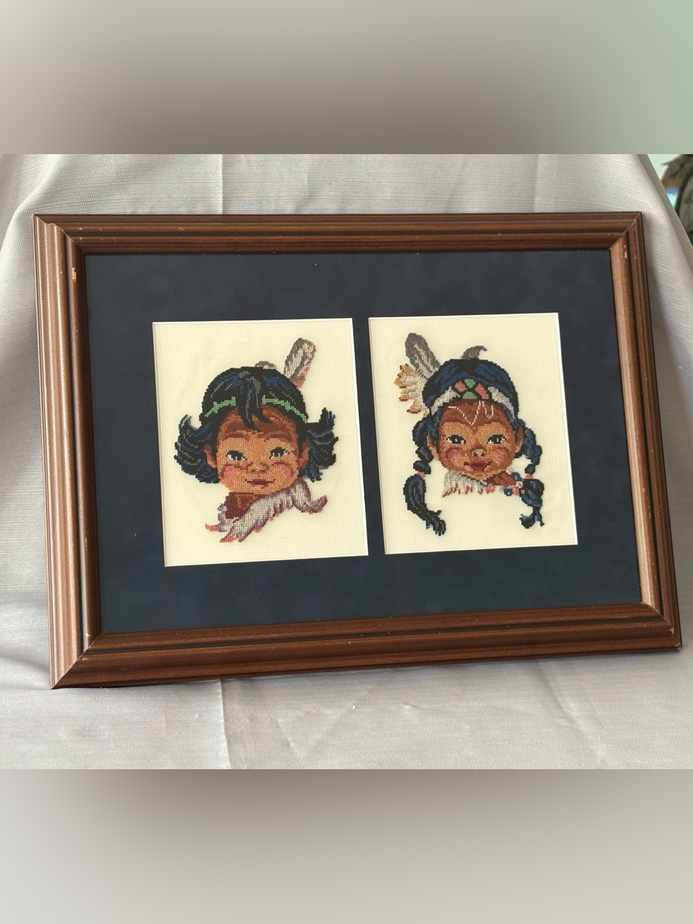 Vintage Beautiful Cross Stitch Native Art.